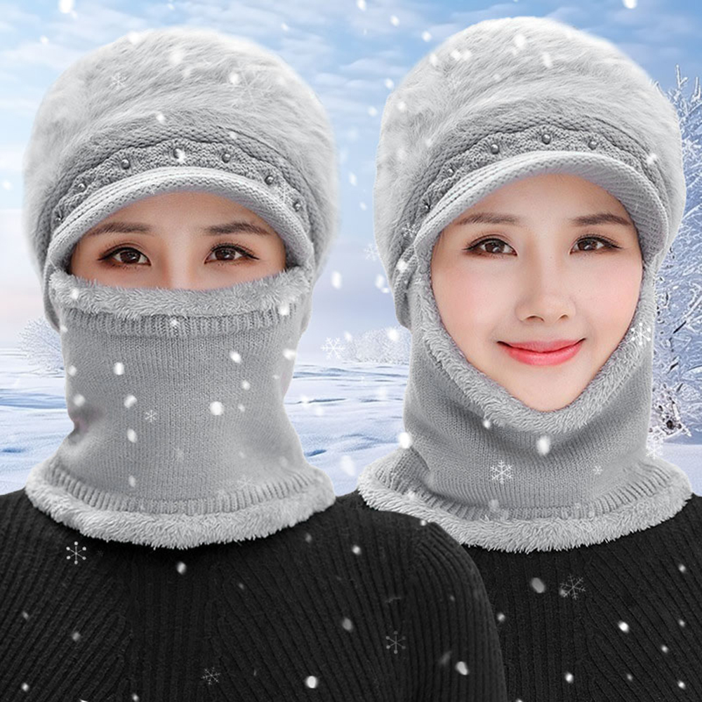 Gorro de punto de invierno.,1 pieza Gorro de invierno para mujer, bufanda con capucha de una pieza, cómodo, cálido y resistente al viento,Adecuado para hombres y mujeres al aire libre, un buen regalo para mamá.