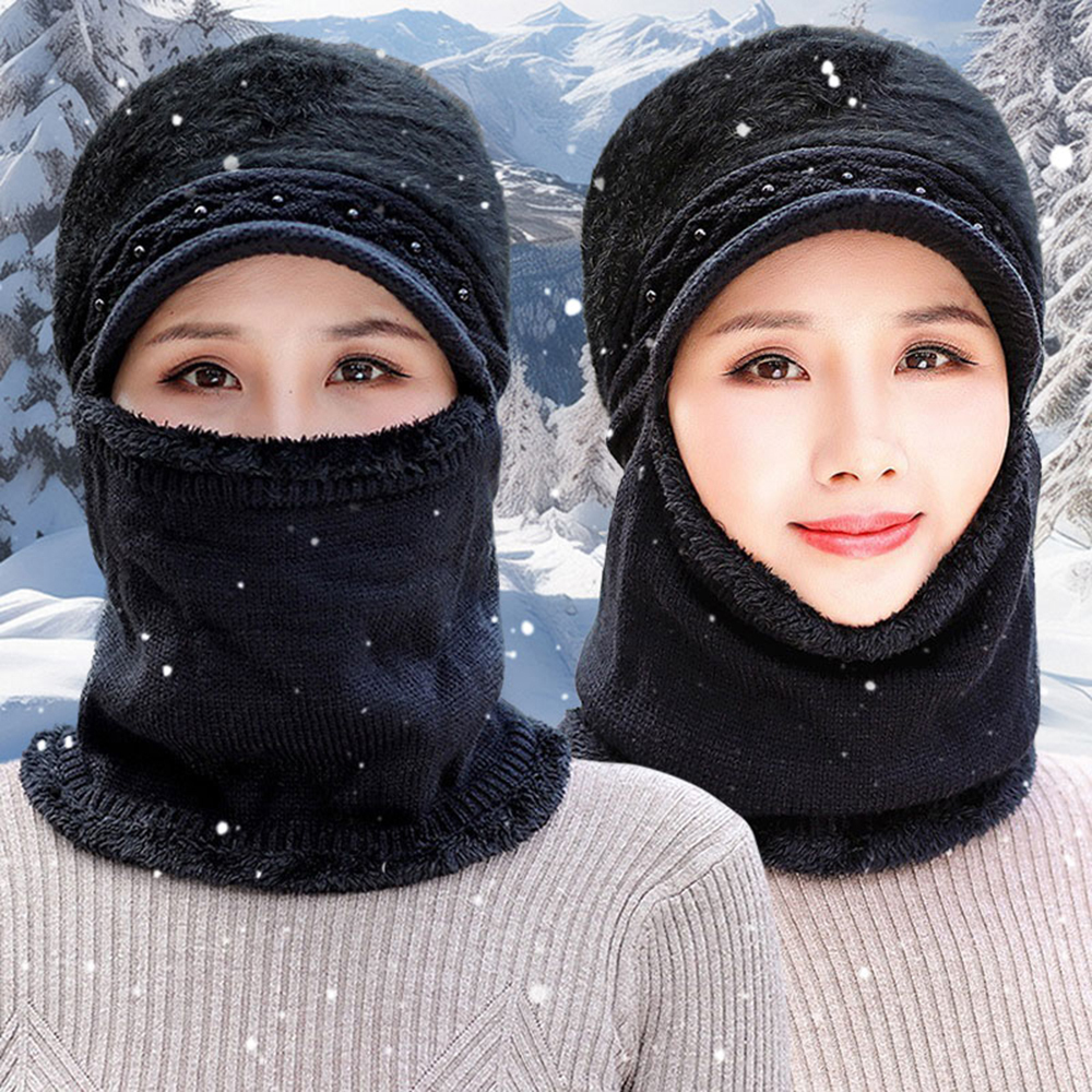 Gorro de punto de invierno.,1 pieza Gorro de invierno para mujer, bufanda con capucha de una pieza, cómodo, cálido y resistente al viento,Adecuado para hombres y mujeres al aire libre, un buen regalo para mamá.