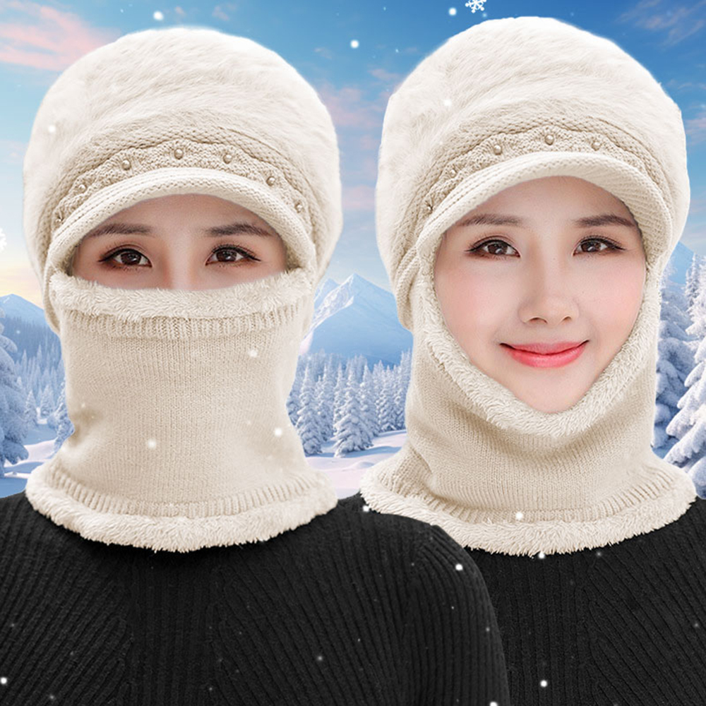 Gorro de punto de invierno.,1 pieza Gorro de invierno para mujer, bufanda con capucha de una pieza, cómodo, cálido y resistente al viento,Adecuado para hombres y mujeres al aire libre, un buen regalo para mamá.