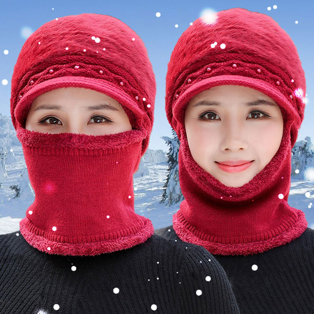 Gorro de punto de invierno.,1 pieza Gorro de invierno para mujer, bufanda con capucha de una pieza, cómodo, cálido y resistente al viento,Adecuado para hombres y mujeres al aire libre, un buen regalo para mamá.