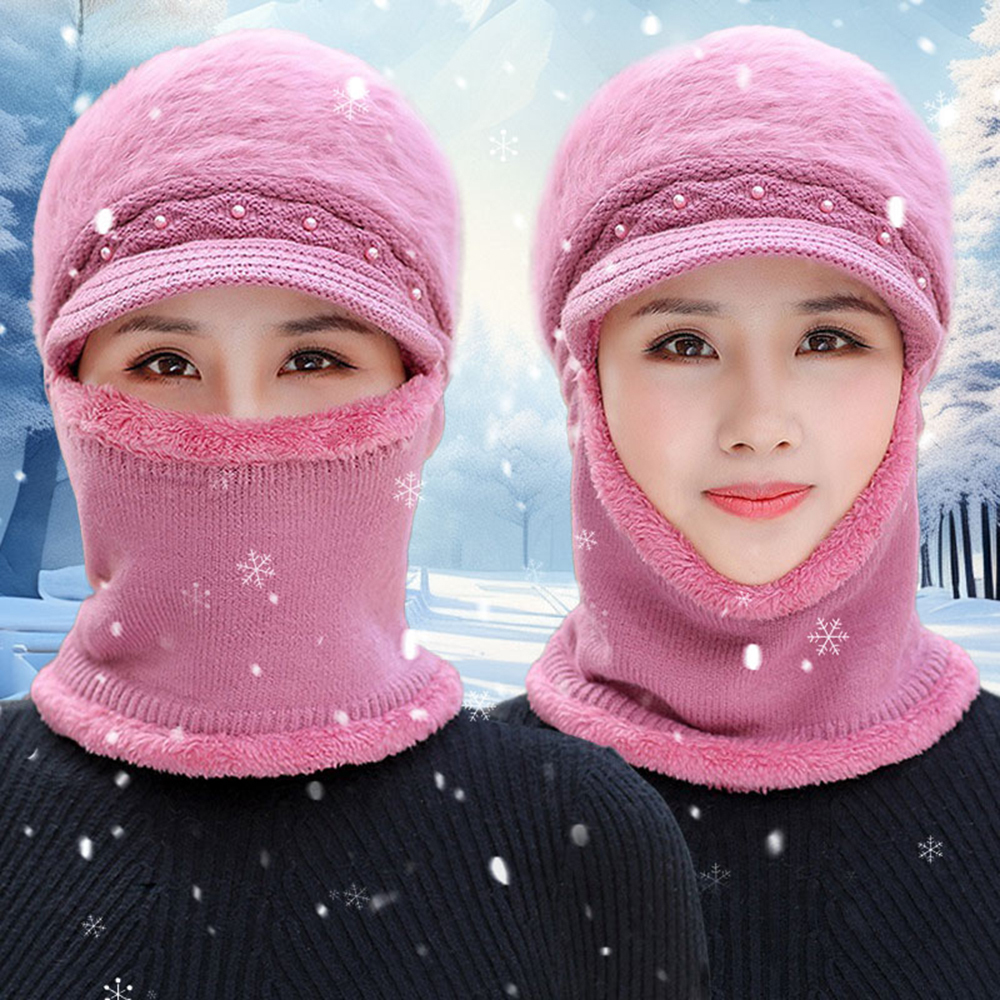 Gorro de punto de invierno.,1 pieza Gorro de invierno para mujer, bufanda con capucha de una pieza, cómodo, cálido y resistente al viento,Adecuado para hombres y mujeres al aire libre, un buen regalo para mamá.