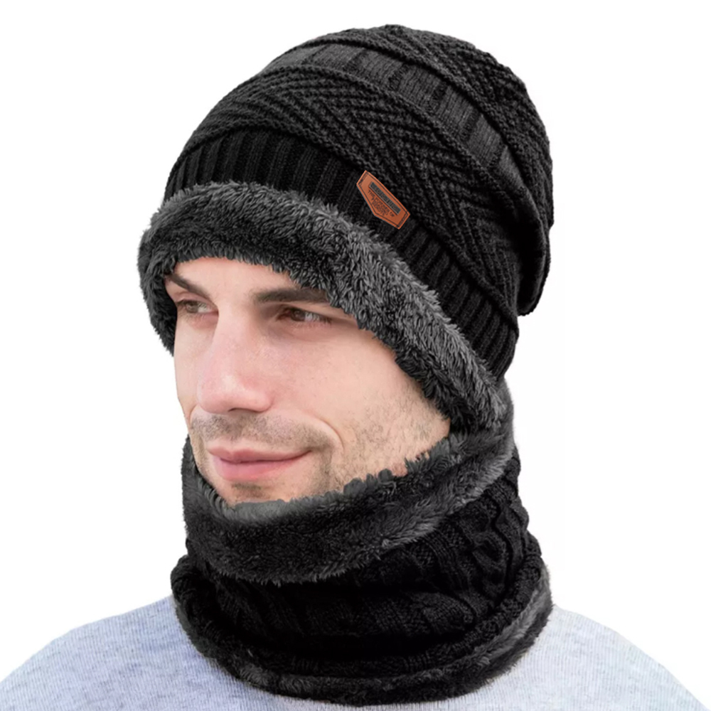 Conjunto de gorro, gorro y bufanda de invierno a prueba de viento para hombre, cálido para ciclismo al aire libre