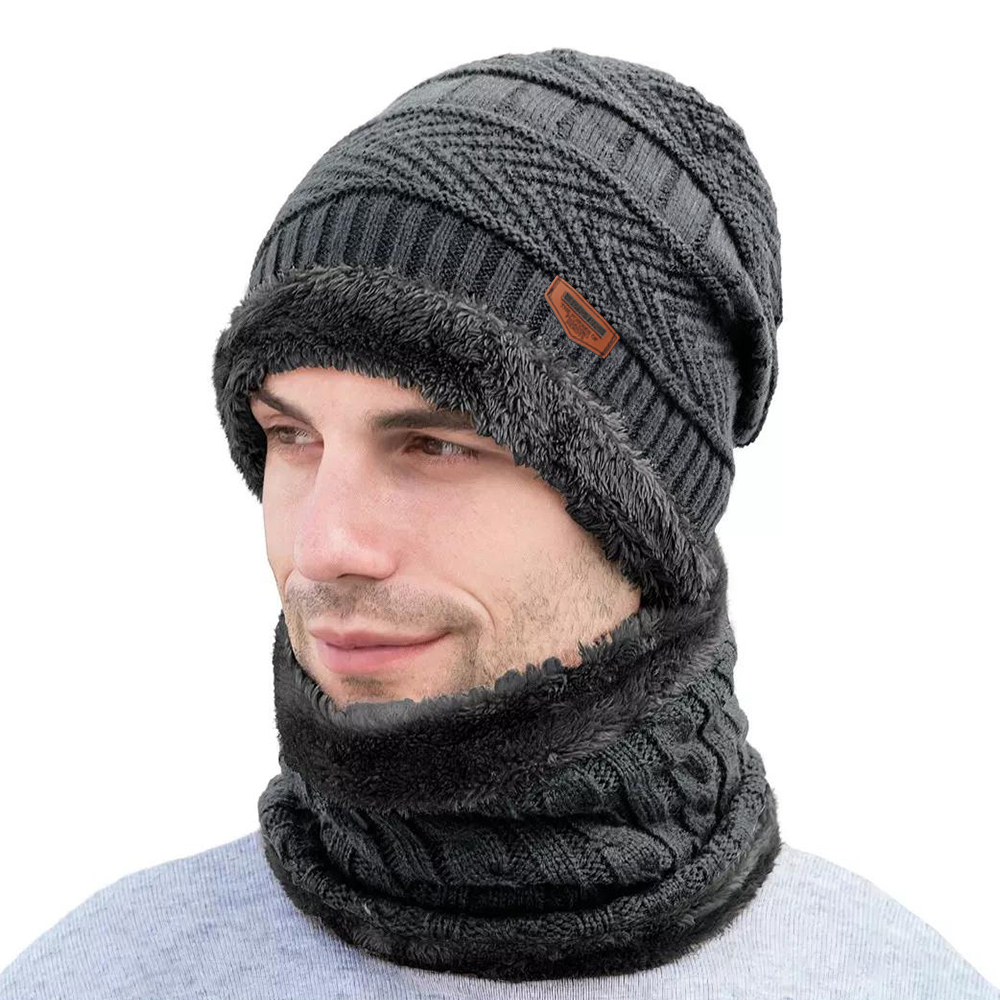 Conjunto de gorro, gorro y bufanda de invierno a prueba de viento para hombre, cálido para ciclismo al aire libre