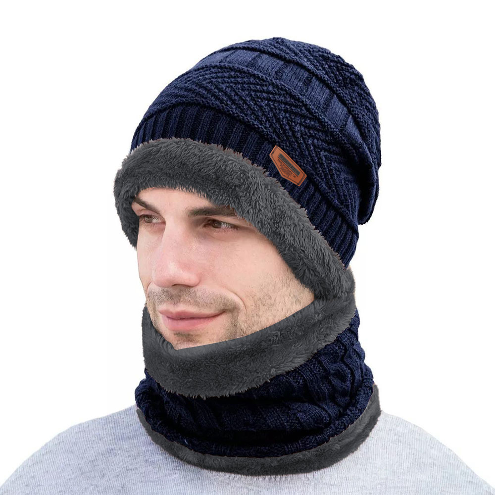 Conjunto de gorro, gorro y bufanda de invierno a prueba de viento para hombre, cálido para ciclismo al aire libre