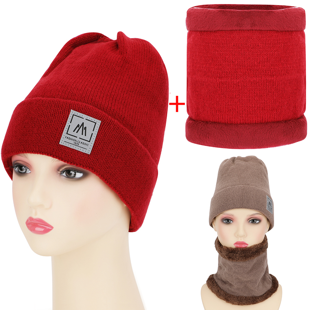 2 piezas/set Conjunto de cuello y gorro de para invierno, gorro casual cálido y bufanda de cuello a prueba de viento y frío