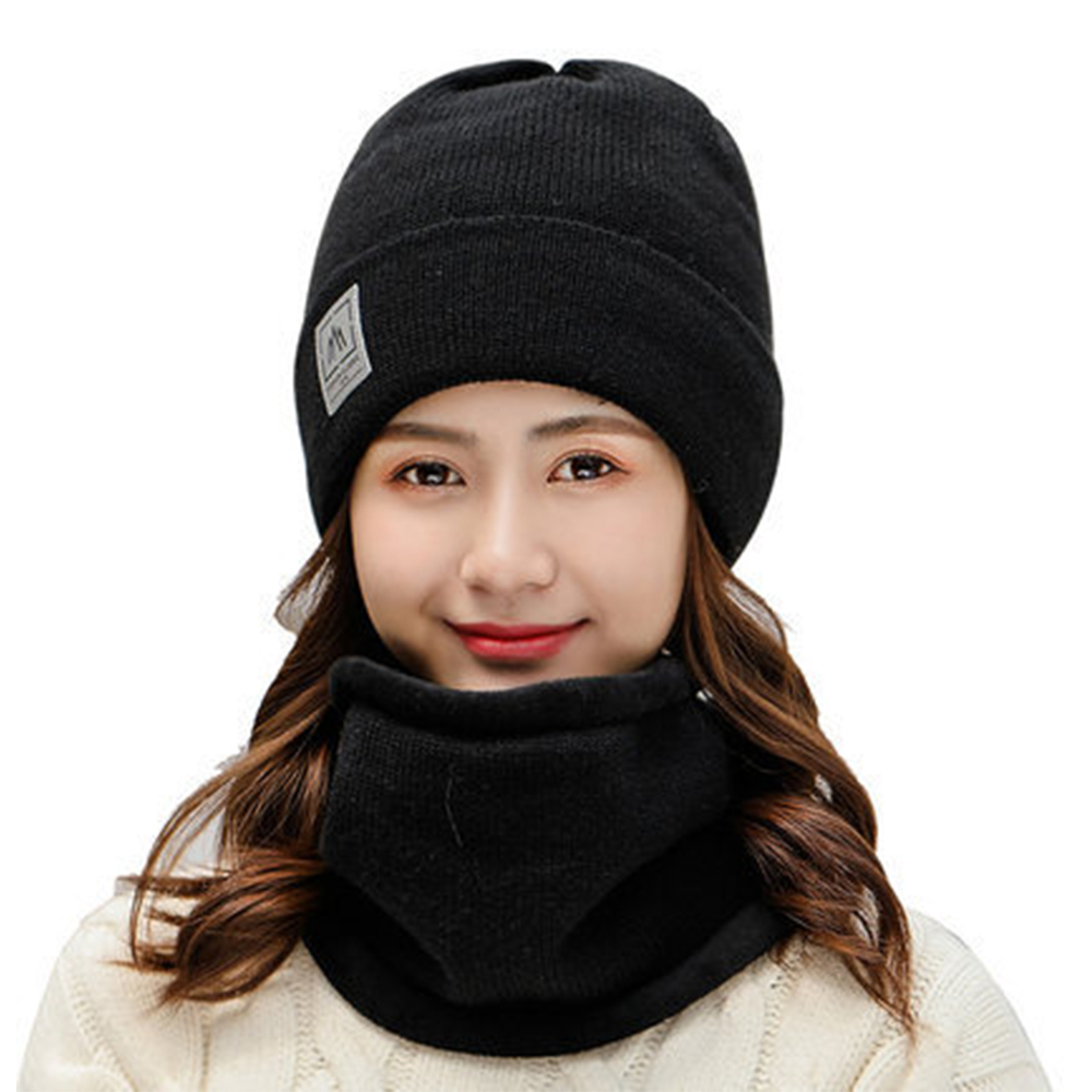 2 piezas/set Conjunto de cuello y gorro de para invierno, gorro casual cálido y bufanda de cuello a prueba de viento y frío