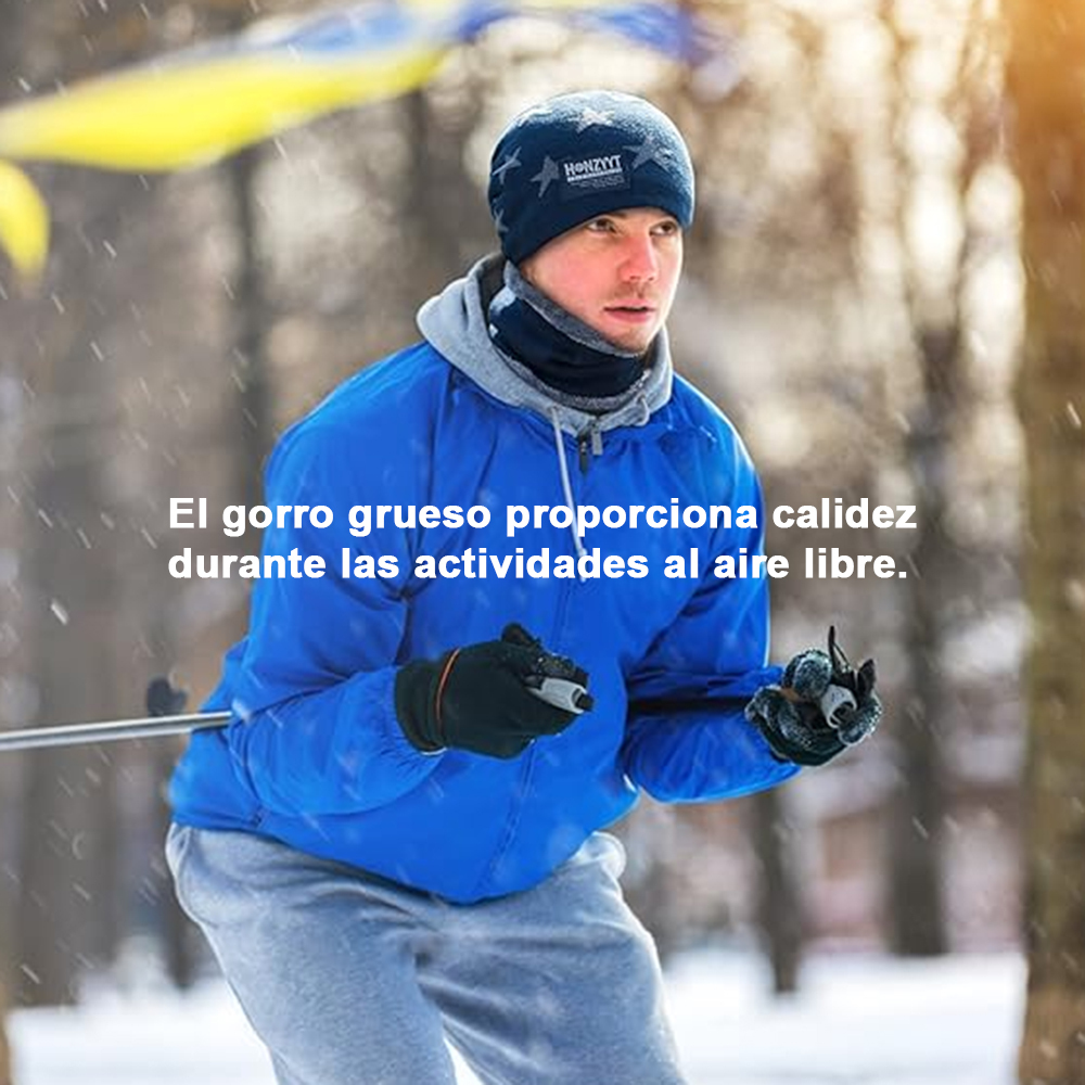 Bufanda y gorra de invierno con gorro de punto cálido y esponjoso para ciclismo al aire libre, gorro de invierno para hombres, gorro de cuello alto