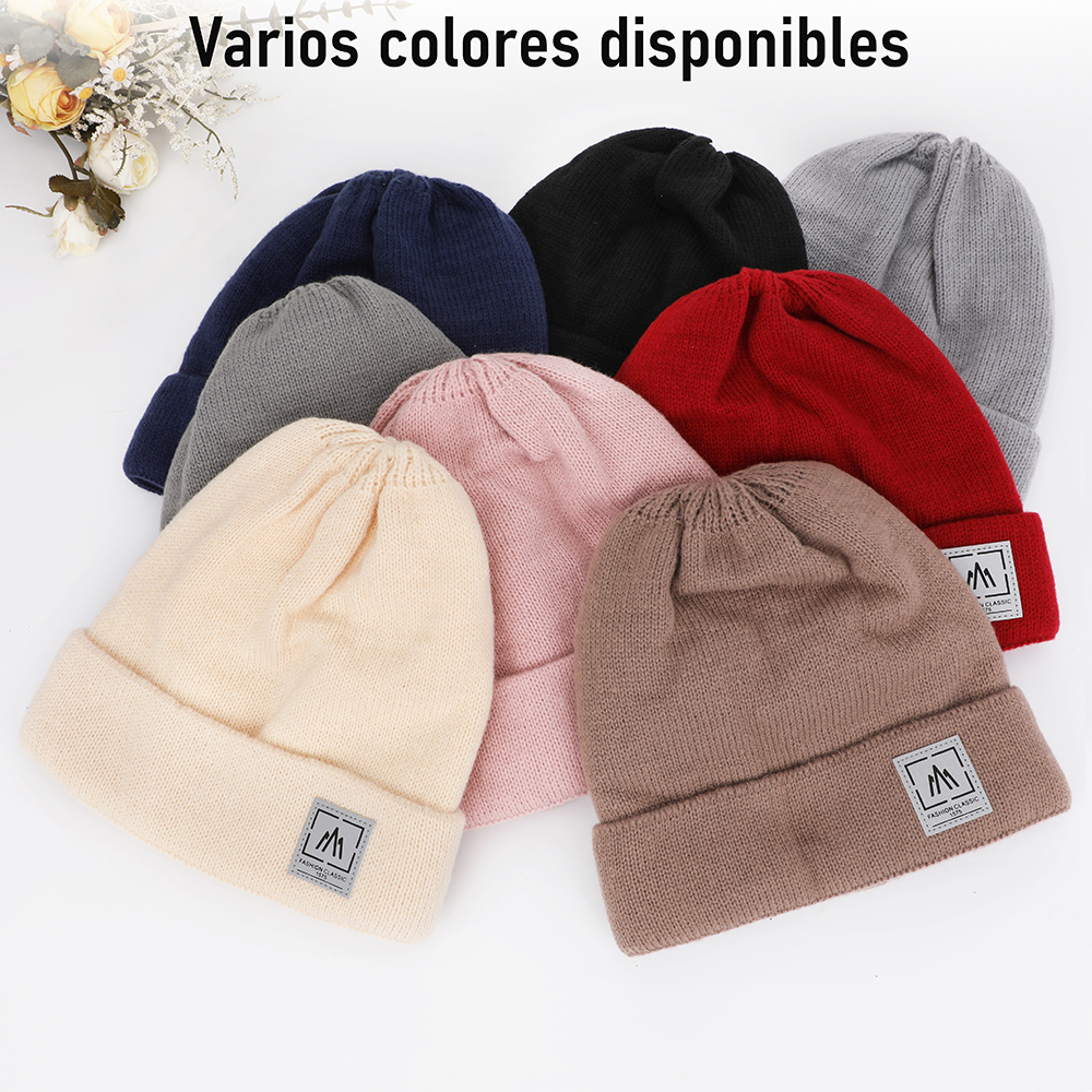 2 piezas/set Conjunto de cuello y gorro de para invierno, gorro casual cálido y bufanda de cuello a prueba de viento y frío