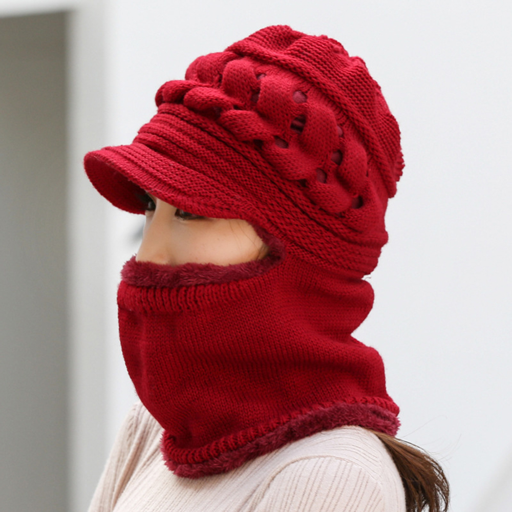 Gorra de invierno tejida para mujer,bufanda cálida con forro polar añadido, adecuado para uso diario, opción ideal para regalos