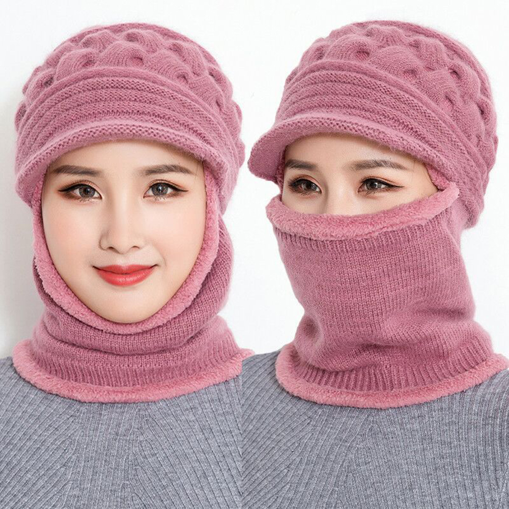 Gorra de invierno tejida para mujer,bufanda cálida con forro polar añadido, adecuado para uso diario, opción ideal para regalos