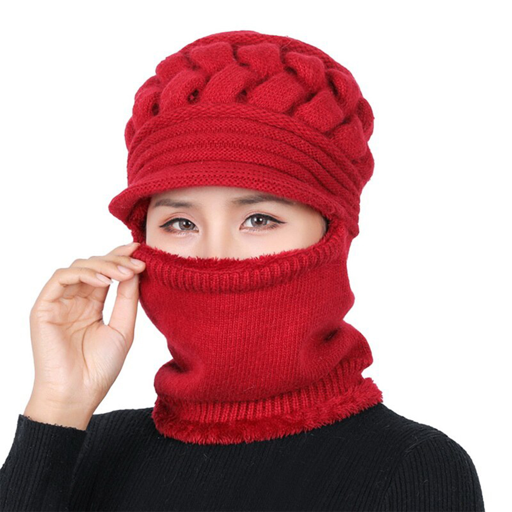 Gorra de invierno tejida para mujer,bufanda cálida con forro polar añadido, adecuado para uso diario, opción ideal para regalos