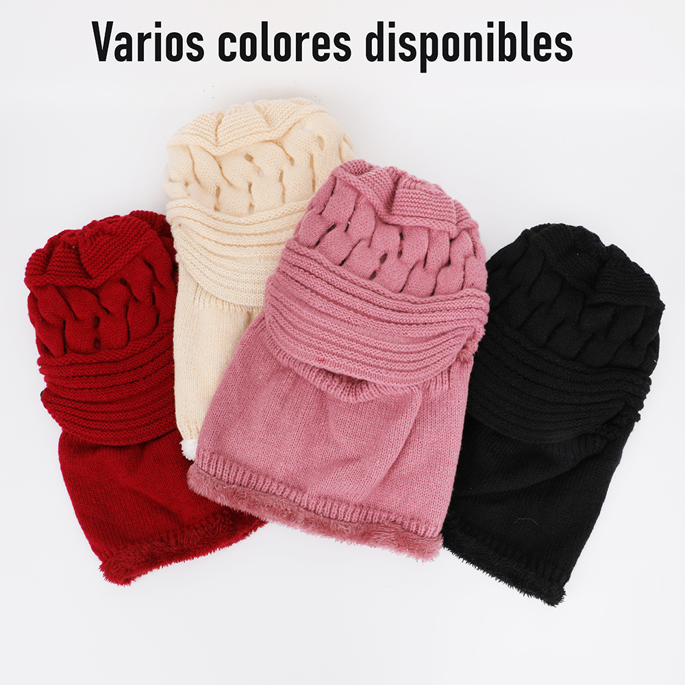 Gorra de invierno tejida para mujer,bufanda cálida con forro polar añadido, adecuado para uso diario, opción ideal para regalos