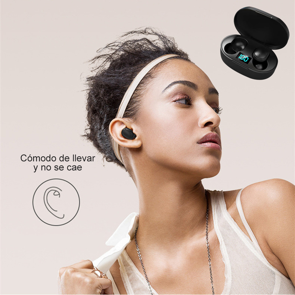 Auriculares inalámbricos Bluetooth, auriculares con calidad de sonido sin pérdida, con pantalla LED, control táctil, con micrófono, llamada clara, adecuados para música, juegos, deportes, regalos