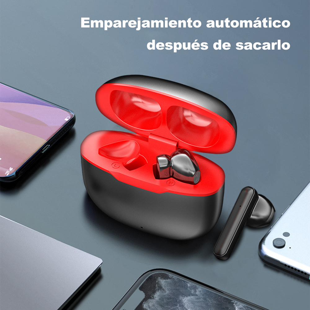 Auriculares inalámbricos Bluetooth, auriculares con calidad de sonido sin pérdida, indicador de carga, control táctil, con micrófono, llamada clara, auriculares inalámbricos adecuados para todo tipo de teléfonos móviles