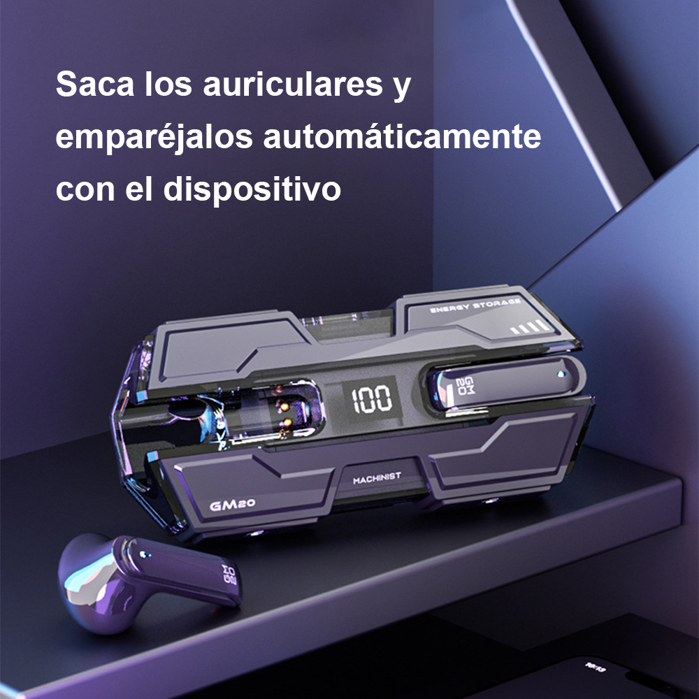 Auriculares inalámbricos Bluetooth, auriculares Bluetooth mecánicos de viento, mini auriculares inalámbricos con pantalla LED, control táctil, llamadas claras, batería de larga duración, auriculares inalámbricos adecuados para todo tipo de teléfonos móvil