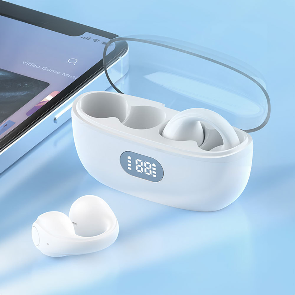 Auriculares inalámbricos Bluetooth, auriculares Bluetooth con clip para la oreja, auriculares con sonido envolvente, batería de larga duración, auriculares inalámbricos adecuados para todo tipo de teléfonos móviles