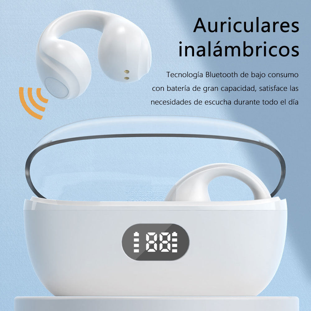 Auriculares inalámbricos Bluetooth, auriculares Bluetooth con clip para la oreja, auriculares con sonido envolvente, batería de larga duración, auriculares inalámbricos adecuados para todo tipo de teléfonos móviles