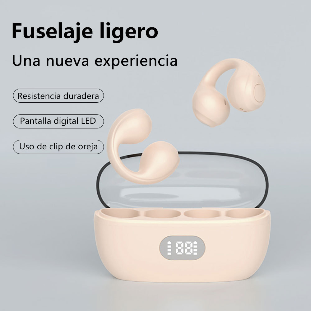 Auriculares inalámbricos Bluetooth, auriculares Bluetooth con clip para la oreja, auriculares con sonido envolvente, batería de larga duración, auriculares inalámbricos adecuados para todo tipo de teléfonos móviles