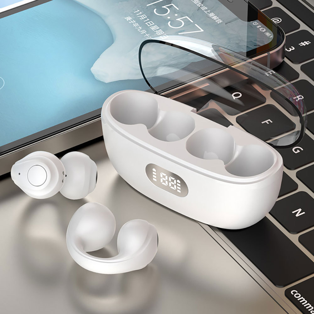 Auriculares inalámbricos Bluetooth, auriculares Bluetooth con clip para la oreja, auriculares con sonido envolvente, batería de larga duración, auriculares inalámbricos adecuados para todo tipo de teléfonos móviles