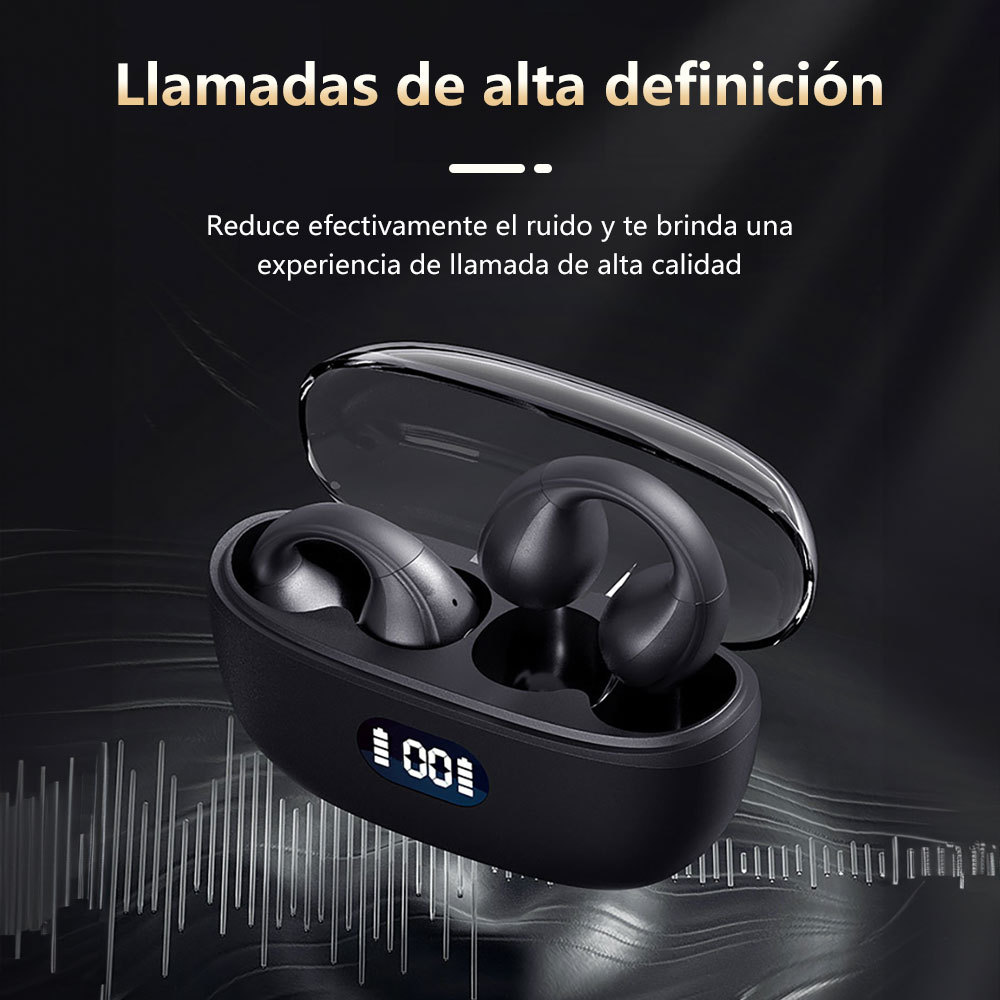Auriculares inalámbricos Bluetooth, auriculares Bluetooth con clip para la oreja, auriculares con sonido envolvente, batería de larga duración, auriculares inalámbricos adecuados para todo tipo de teléfonos móviles