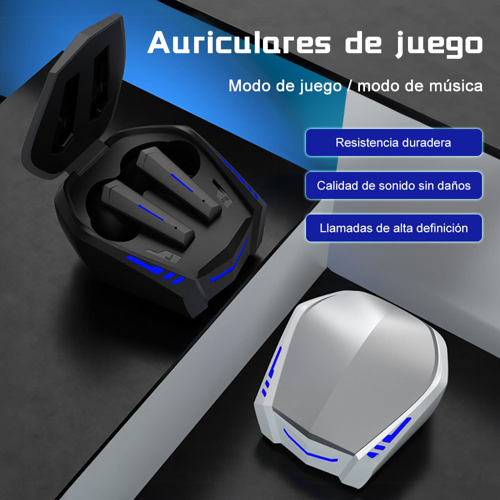 Auriculares inalámbricos Bluetooth, estilo mecánico de moda, auriculares inalámbricos táctiles con micrófono, llamada clara, adecuados para música, juegos, deportes, regalos.