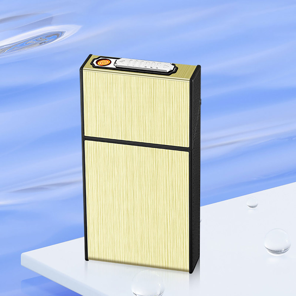 1 piece men's cigarette case with lighter cigarette case, can hold 20 thick cigarettes, USB charging, elegant, practical, portable design, pressure-resistant, moisture-proof, suitable for men and women
