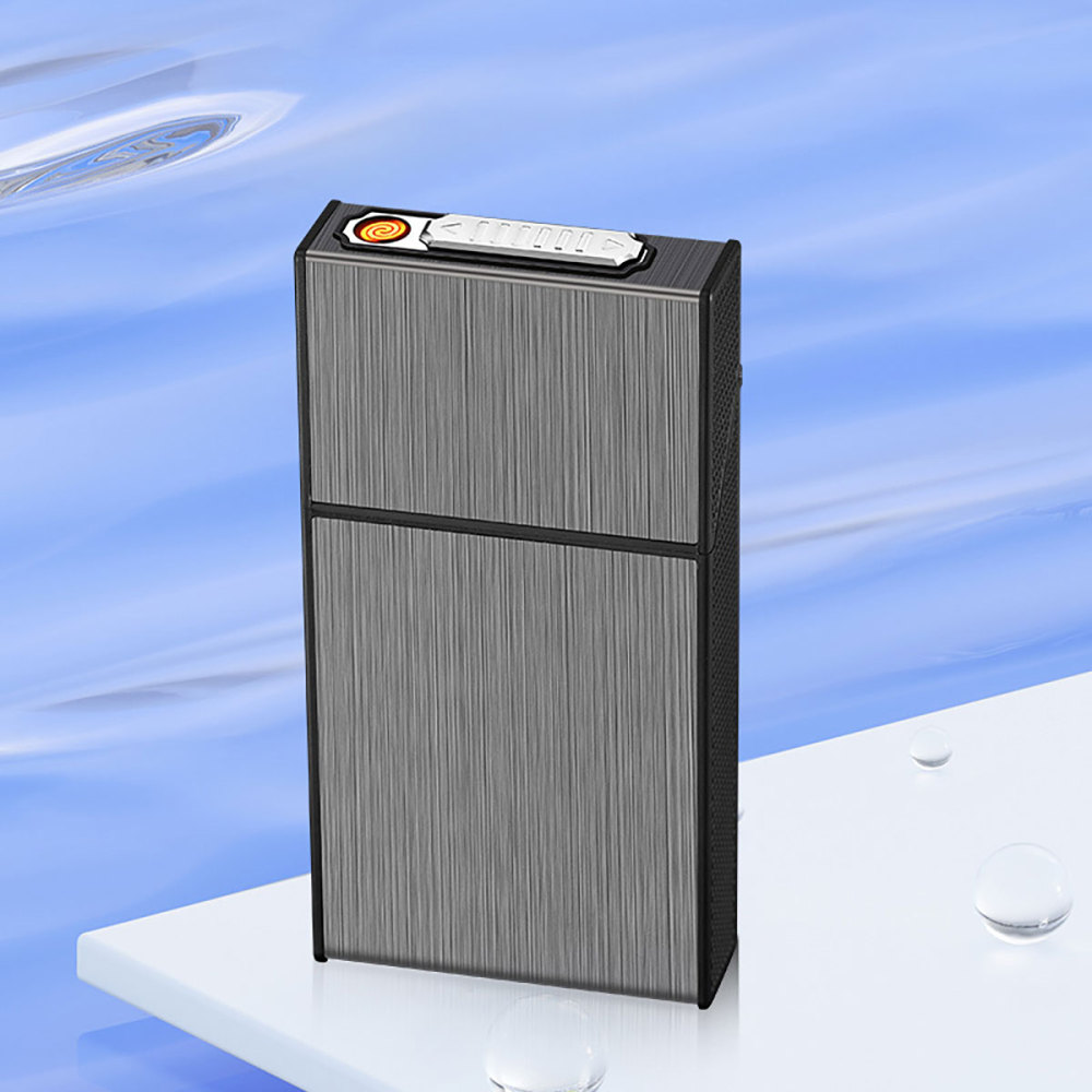 1 piece men's cigarette case with lighter cigarette case, can hold 20 thick cigarettes, USB charging, elegant, practical, portable design, pressure-resistant, moisture-proof, suitable for men and women