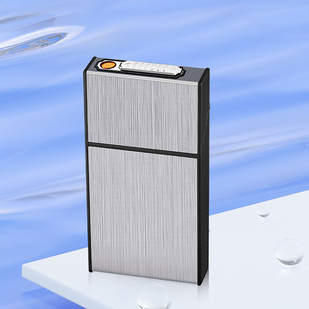 1 piece men's cigarette case with lighter cigarette case, can hold 20 thick cigarettes, USB charging, elegant, practical, portable design, pressure-resistant, moisture-proof, suitable for men and women