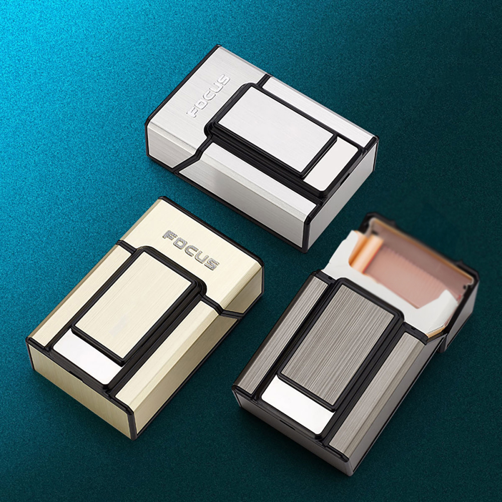 1 piece cigarette case with lighter, can hold 20 thick cigarettes, sliding lighter, USB charging, elegant, practical, portable design, pressure-resistant, moisture-proof