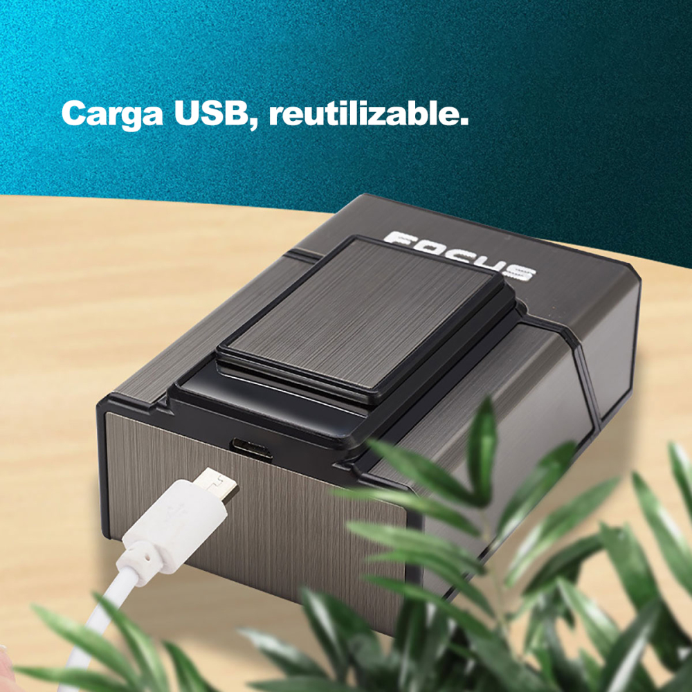 1 piece cigarette case with lighter, can hold 20 thick cigarettes, sliding lighter, USB charging, elegant, practical, portable design, pressure-resistant, moisture-proof