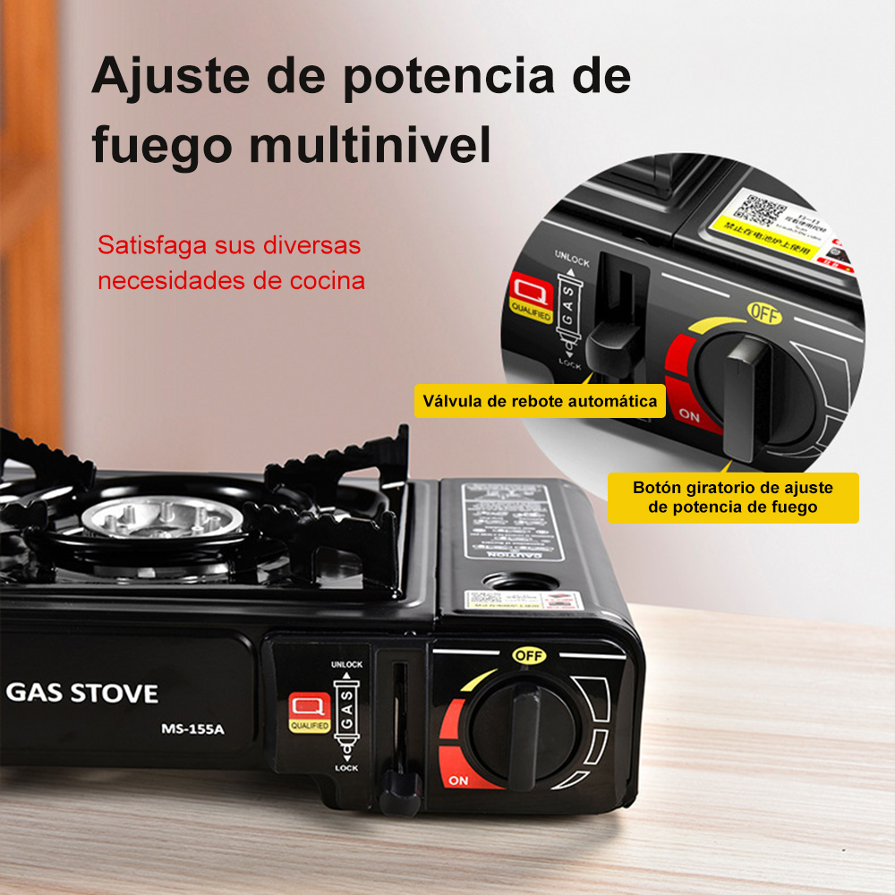Estufa Gas Portátil,Válvula de control ajustable,Para Exteriores, uso Doméstico, Acampar, Picnic