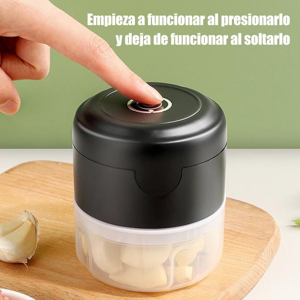 Máquina eléctrica para triturar ajo - Triturador de alimentos portátil recargable, herramienta duradera y resistente para la cocina, apta para jengibre, chile, frutas y carnes