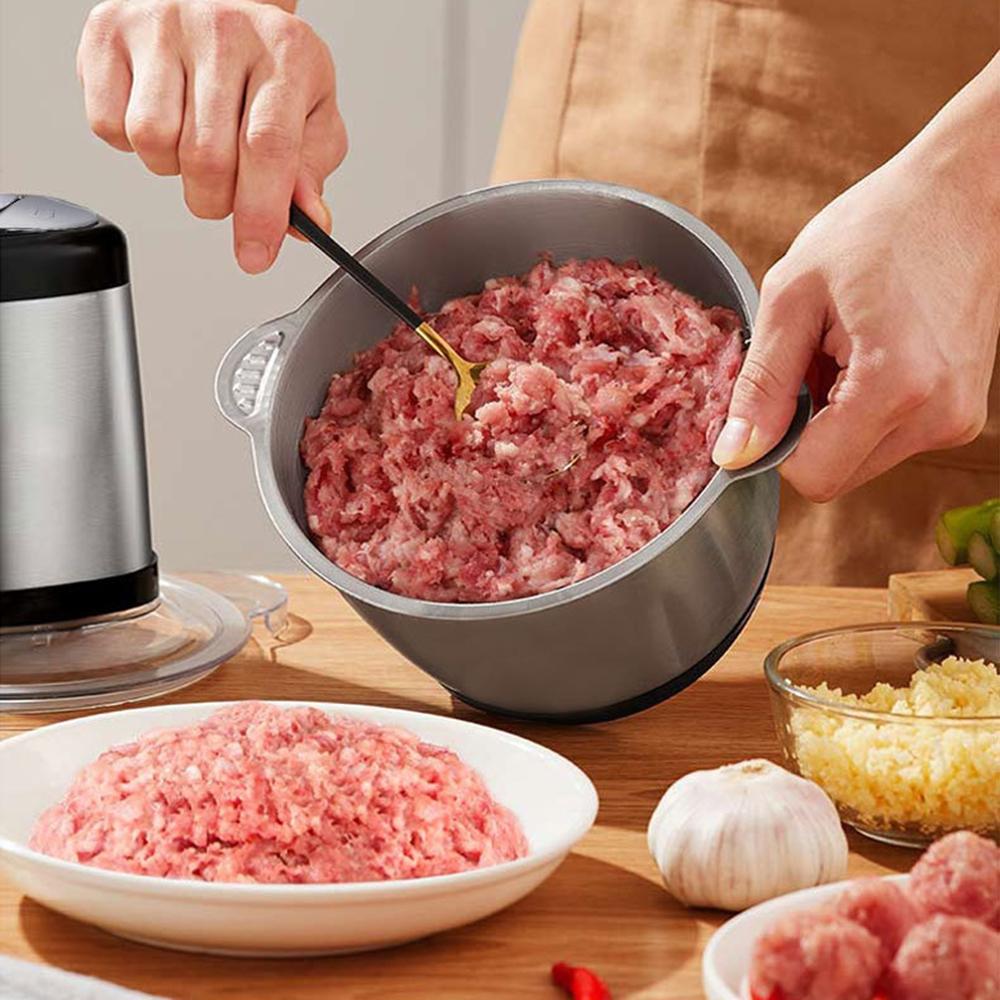 Máquina eléctrica para picar carne de 2L, trituradora eléctrica multifuncional de alimentos, con cuchillas afiladas de acero inoxidable, apta para carne/pescado/verduras/frutas, regalo ideal