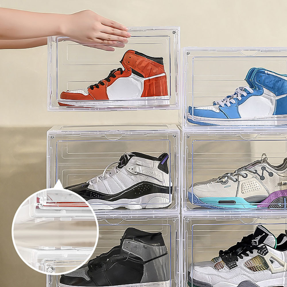 Caja para guardar zapatos, caja de almacenamiento, caja para zapatos transparente apilable, caja para guardar zapatos, caja para guardar zapatos, caja modular para guardar zapatos para zapatillas, tacones altos, zapatos de vestir