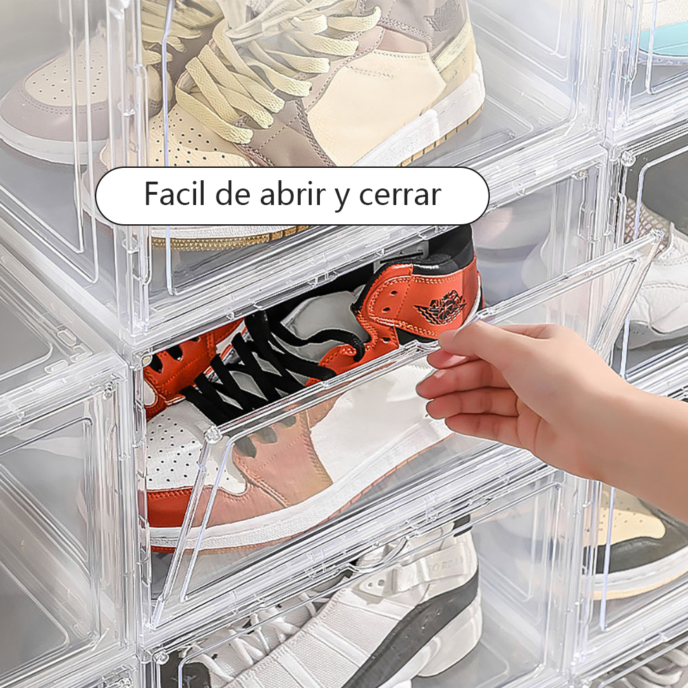 Caja para guardar zapatos, caja de almacenamiento, caja para zapatos transparente apilable, caja para guardar zapatos, caja para guardar zapatos, caja modular para guardar zapatos para zapatillas, tacones altos, zapatos de vestir