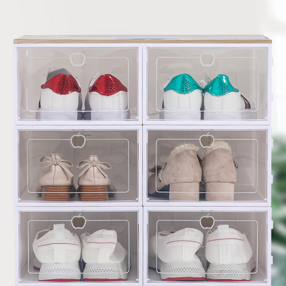 Caja de almacenamiento de zapatos apilable transparente, caja de zapatos de plástico, caja de almacenamiento de zapatos con tapa, vitrina de exhibición de zapatos deportivos apilable, adecuada para guardar zapatos y juguetes en el hogar