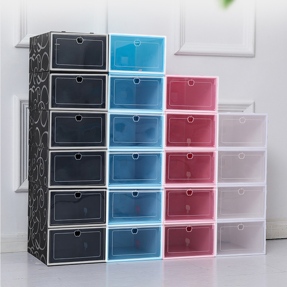 Caja de almacenamiento de zapatos apilable transparente, caja de zapatos de plástico, caja de almacenamiento de zapatos con tapa, vitrina de exhibición de zapatos deportivos apilable, adecuada para guardar zapatos y juguetes en el hogar