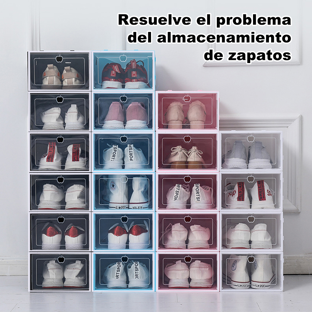 Caja de almacenamiento de zapatos apilable transparente, caja de zapatos de plástico, caja de almacenamiento de zapatos con tapa, vitrina de exhibición de zapatos deportivos apilable, adecuada para guardar zapatos y juguetes en el hogar