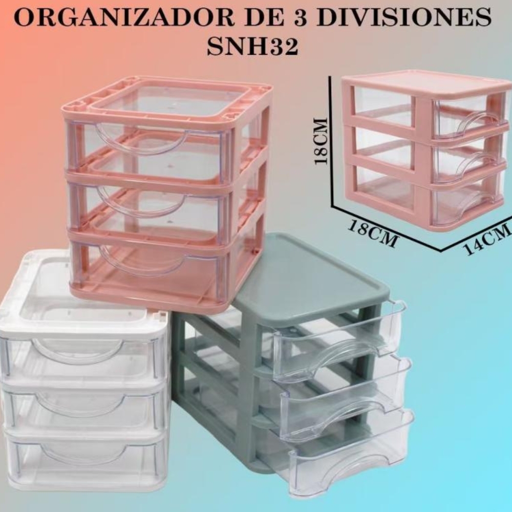 Caja de almacenamiento de escritorio de 3 capas