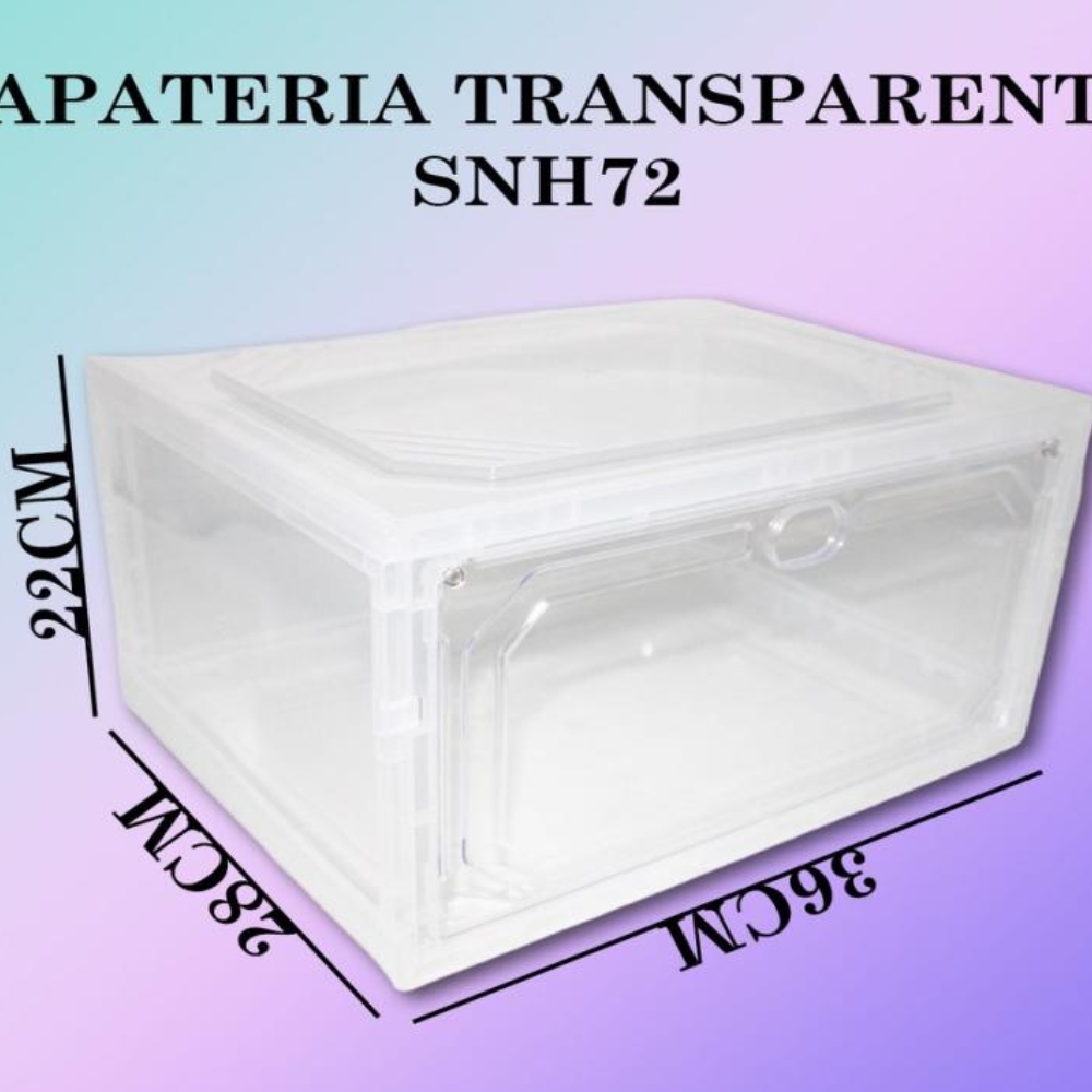 Caja de zapatos transparente con apertura lateral, 36 x 28 x 21 cm