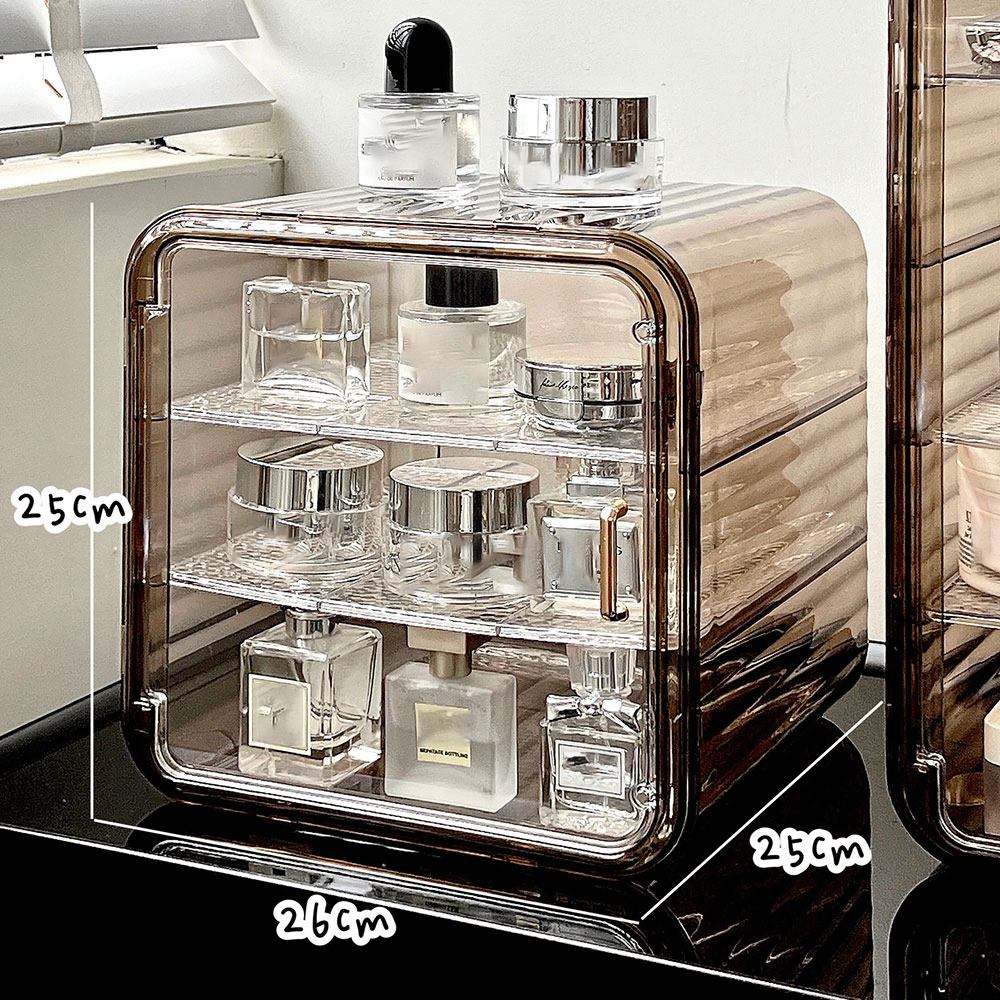 Soporte de perfume de cosméticos a prueba de polvo de la pantalla de almacenamiento de 3 capas