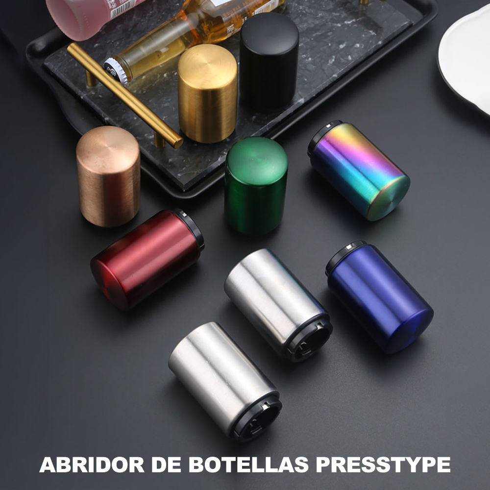 Abridor de botellas automático a presión de 1 pieza, abridor de botellas portátil, abridor de botellas de cerveza con botón automático, abridor de botellas de cerveza, adecuado para bares, KTV, picnics al aire libre, reuniones familiares, reuniones de ami