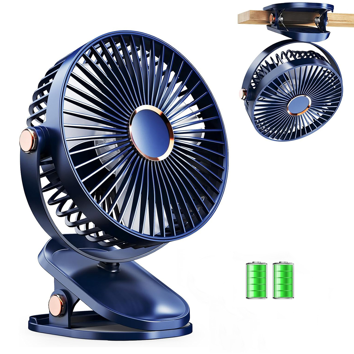 Ventilador Portátil USB con Clip y Luz LED Recargable 5 Velocidades