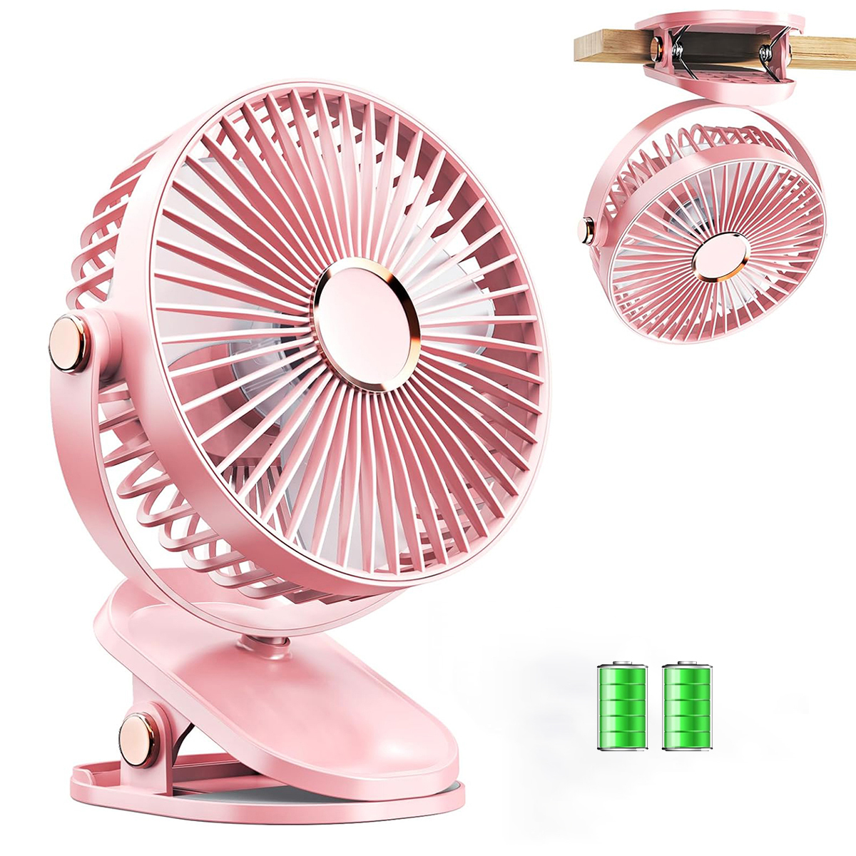 Ventilador Portátil USB con Clip y Luz LED Recargable 5 Velocidades