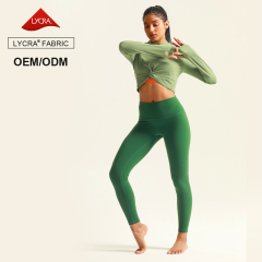 Women Long Sleeve Crop Top Fitness Set