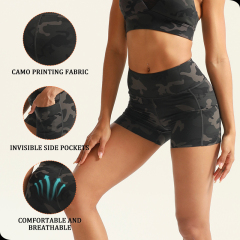 Camouflage Printed Yoga Shorts Set
