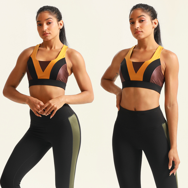 Contrast Color Bonded Yoga Fitness Sets