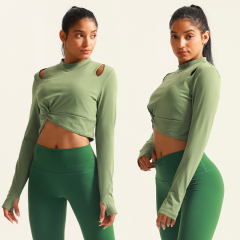 Women Long Sleeve Crop Top Fitness Set