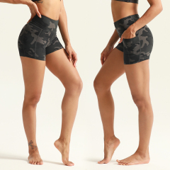 Camouflage Printed Yoga Shorts Set