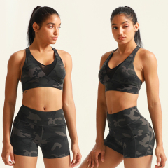 Camouflage Printed Yoga Shorts Set